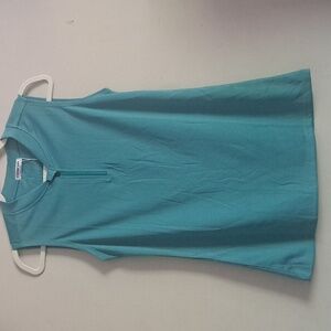 Blue Sleeveless Tank Top with Mandarin Collar